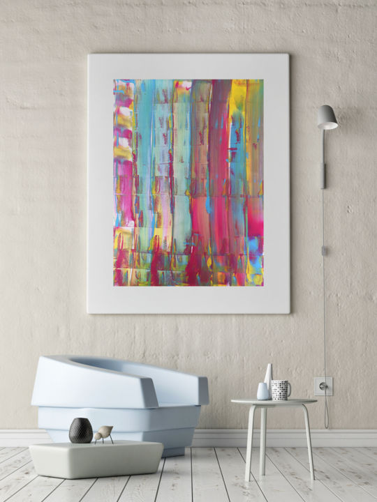 Painting titled "raibowstripes.jpg" by Cristiano Bernardo (Abstrato), Original Artwork