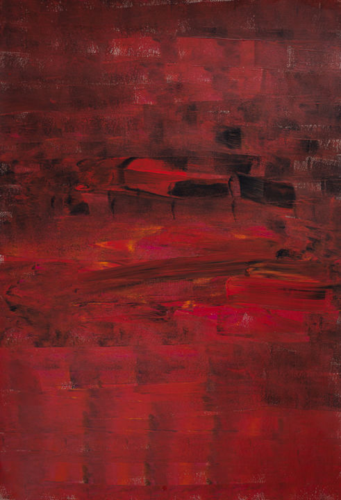 Painting titled "RedRell" by Cristiano Bernardo (Abstrato), Original Artwork, Acrylic Mounted on Wood Panel