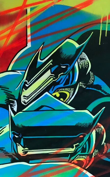 Картина под названием "Batman" - Даниил Спиридонов, Подлинное произведение искусства, Акрил Установлен на Деревянная рама дл…
