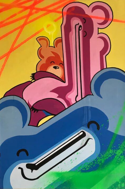 Картина под названием "Мишка" - Даниил Спиридонов, Подлинное произведение искусства, Акрил Установлен на Деревянная рама для…