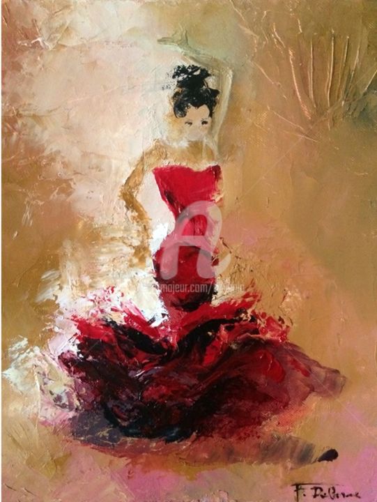 Peinture intitulée "Dance écarlate.jpg" par Abygala, Œuvre d'art originale, Huile