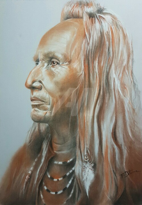 Dessin intitulée "Indien (2)" par Abygala, Œuvre d'art originale, Fusain