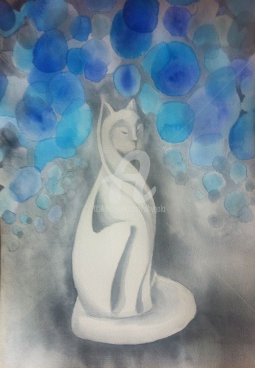 Painting titled "Pensées" by Abygala, Original Artwork, Watercolor