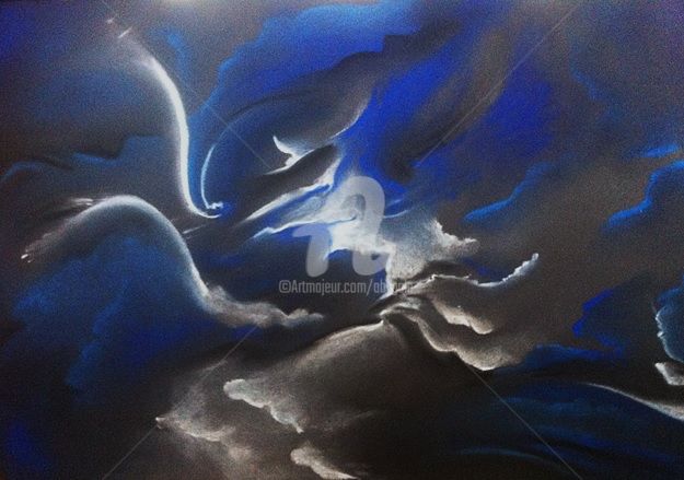 Drawing titled "Orage quantique.jpg" by Abygala, Original Artwork, Pastel