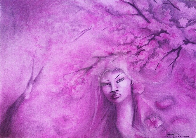 Dessin intitulée "Tsunadé.jpg" par Abygala, Œuvre d'art originale, Pastel
