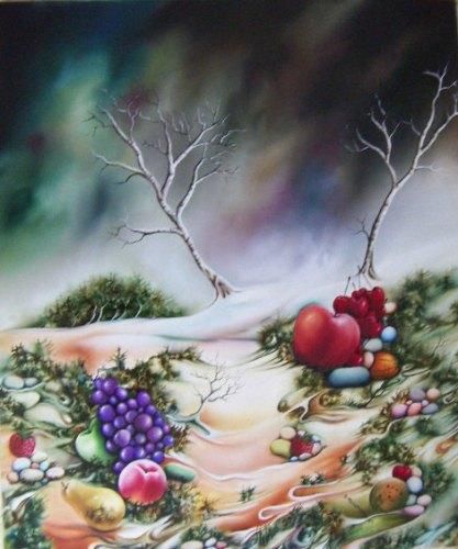 Painting titled "Paysage de fruit" by Smith Pancarte, Original Artwork
