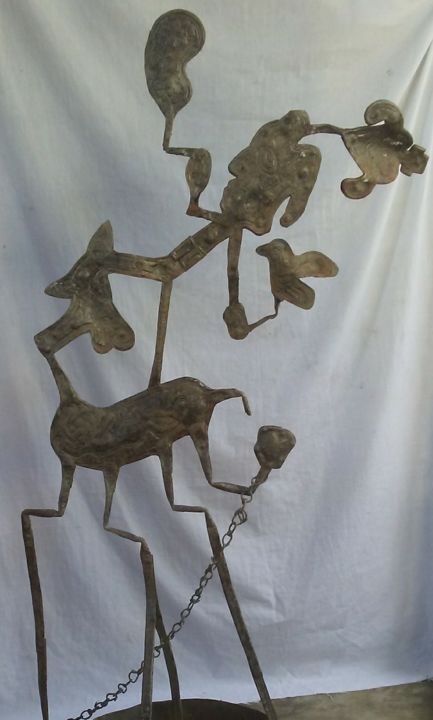 Sculpture titled "Battle of Vertiere" by Peralte Falaise, Original Artwork, Metals
