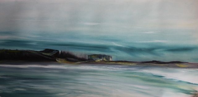 Peinture intitulée "sea green" par Alper Celebi, Œuvre d'art originale, Huile