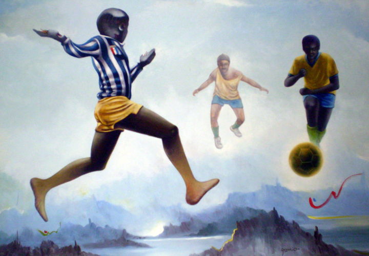 Malerei mit dem Titel "Futebol" von Acencio, Original-Kunstwerk, Öl
