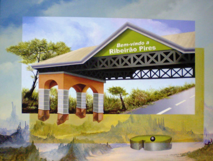 Pintura intitulada "Paisagem 15" por Acencio, Obras de arte originais, Óleo