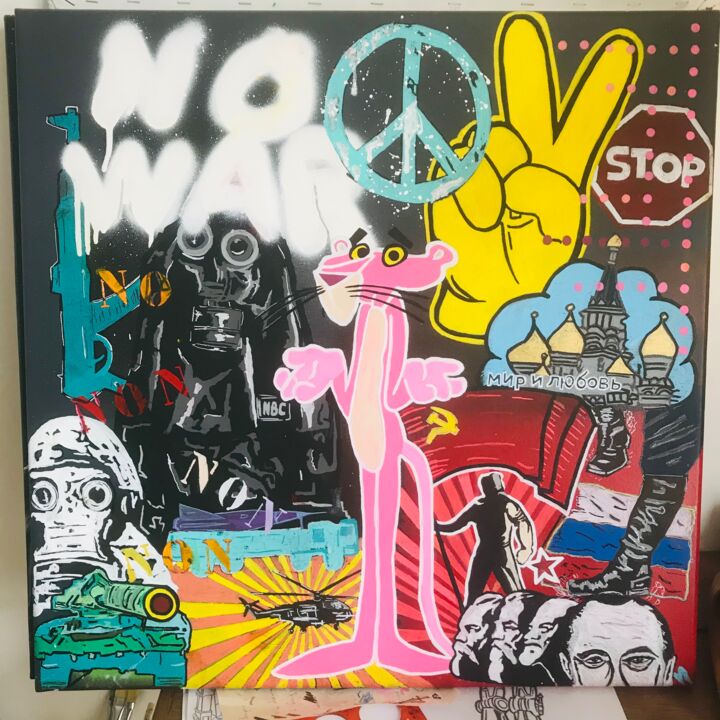 Painting titled "No War" by Rakart Vinc, Original Artwork, Acrylic
