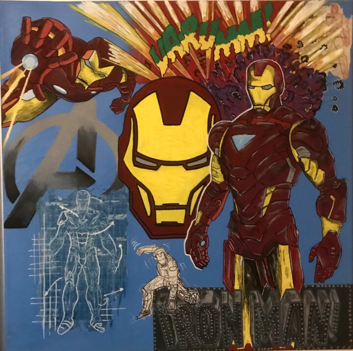 Painting titled "Iron Man" by Rakart Vinc, Original Artwork, Acrylic