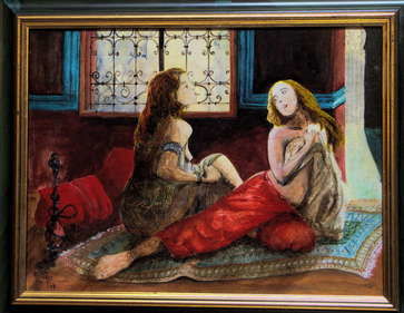 Malerei mit dem Titel "blablaauharem" von Roger Achache, Original-Kunstwerk, Öl