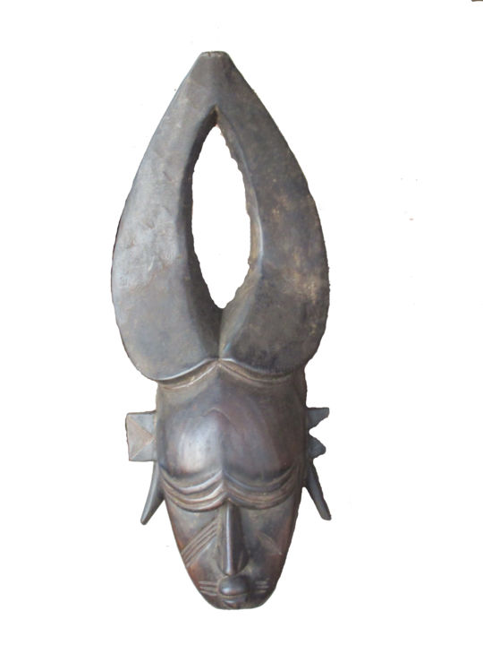 Sculpture titled "Masque Djimini.jpg" by Baudouin Achadé, Original Artwork, Wood