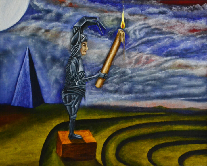 Картина под названием "Тайные знаки" - Acheron Hock, Подлинное произведение искусства, Масло