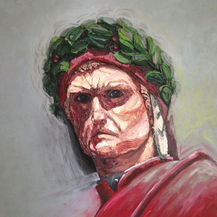 Pittura intitolato "Dante Alighieri" da Achille Chiarello, Opera d'arte originale, Olio