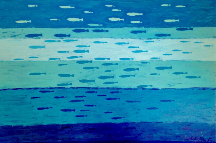 Pittura intitolato "Fish 2" da Achille Chiarello, Opera d'arte originale, Acrilico