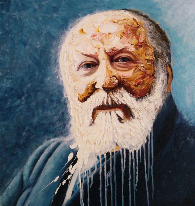 Painting titled "Camille Saint Saëns" by Achille Chiarello, Original Artwork, Oil