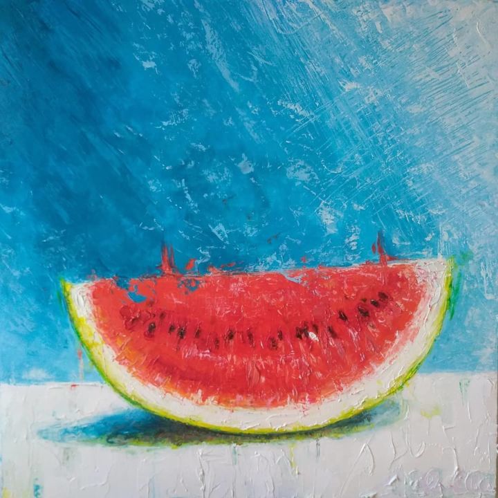 Malerei mit dem Titel "Watermelon" von Achille Chiarello, Original-Kunstwerk, Öl