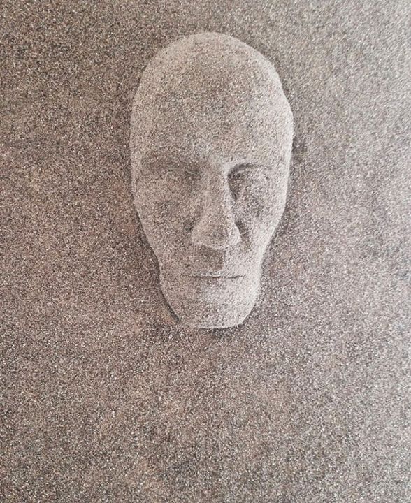 Peinture intitulée "Sand head. Testa di…" par Achille Chiarello, Œuvre d'art originale, Acrylique