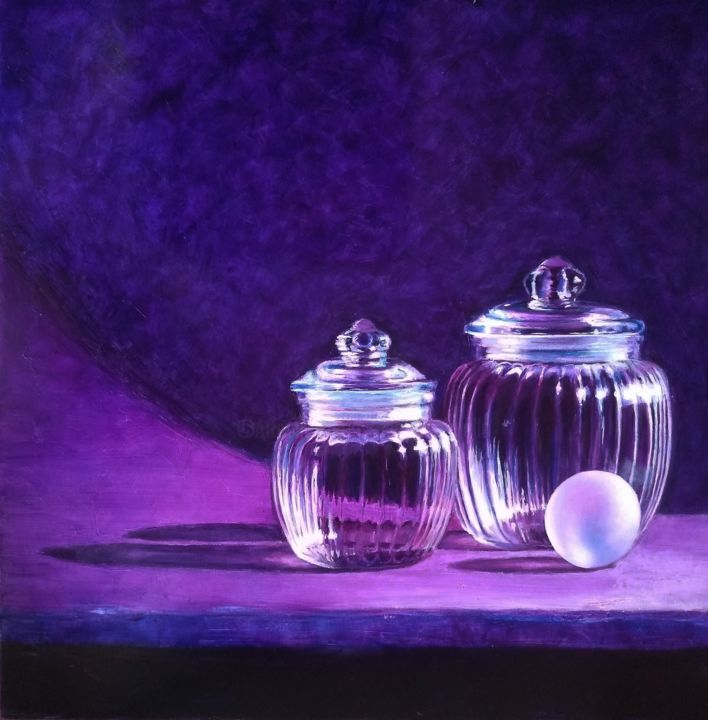 Schilderij getiteld "Violet" door Achille Chiarello, Origineel Kunstwerk, Olie