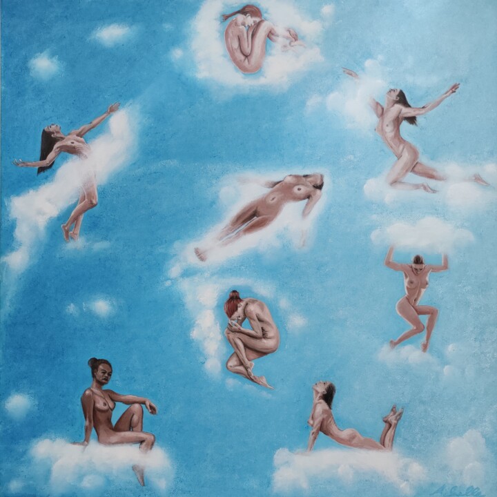 Painting titled "Clouds and dreams" by Achille Chiarello, Original Artwork, Oil