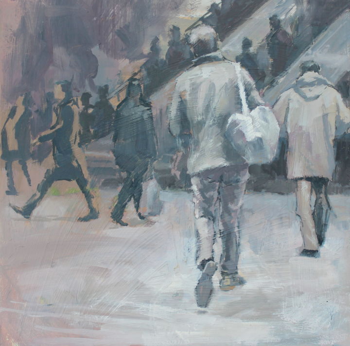 Peinture intitulée "À-la-station5 -30x3…" par Achilles, Œuvre d'art originale