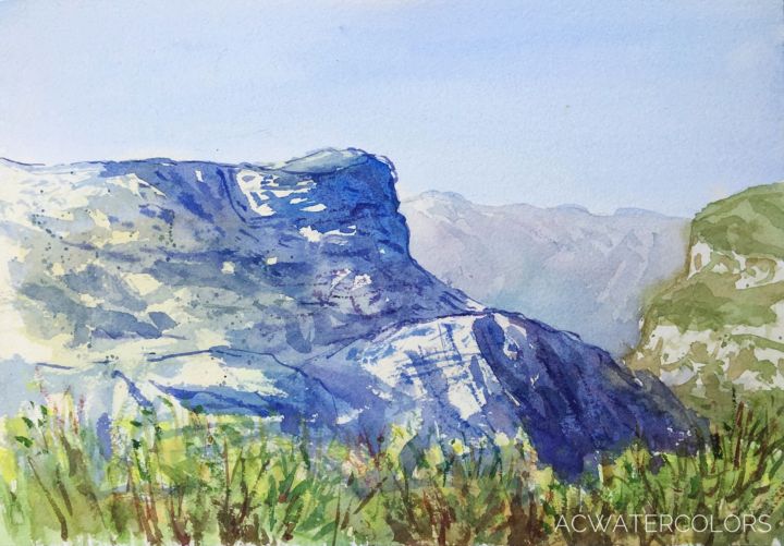 Peinture intitulée "Plateau de Cavillor…" par Alain Crousse (ACWATERCOLORS), Œuvre d'art originale, Aquarelle