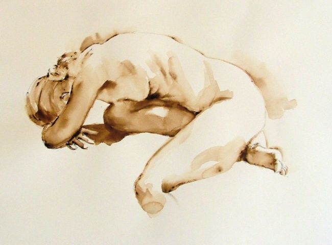 Pittura intitolato "Watercolur Nude" da Pauline Adair, Opera d'arte originale, Olio