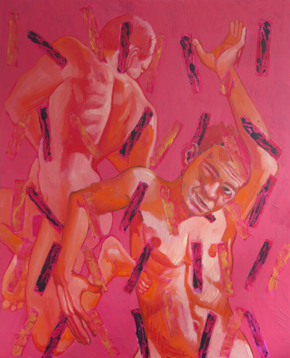 Картина под названием "UNTRAPPED III" - Adalberto Miguez, Подлинное произведение искусства, Масло Установлен на Деревянная р…