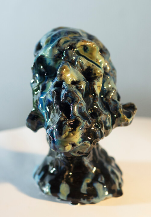 Sculpture titled "Portrait of Mr. R" by Adam Czekański, Original Artwork, Ceramics