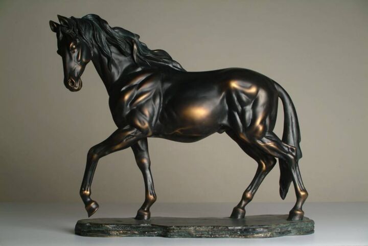 Sculptuur getiteld "Bronze Horse Sculpt…" door Adam Haoyu, Origineel Kunstwerk, Bronzen