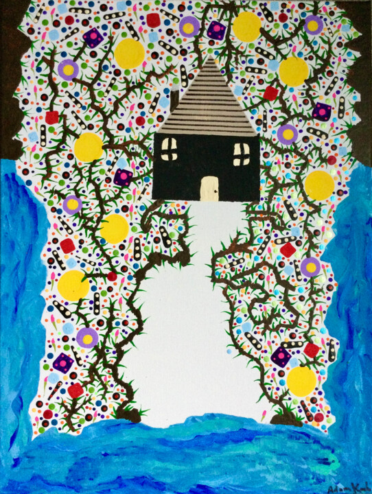 Malerei mit dem Titel "Vegetation Habitati…" von Adam Kamhi, Original-Kunstwerk, Acryl