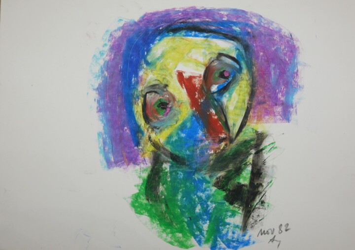 Zeichnungen mit dem Titel "Pensif" von Adam Nidzgorski, Original-Kunstwerk, Pastell