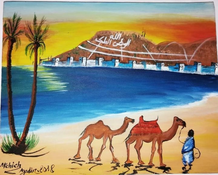 Painting titled "Agadir" by Ismail Mchich, Original Artwork, Acrylic
