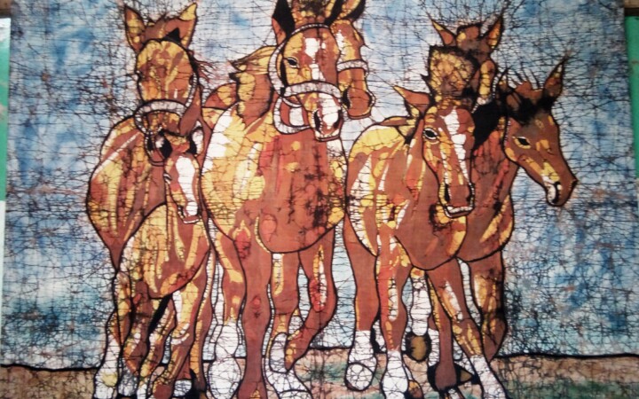 Pintura titulada "Les chevaux" por Adama Mangane, Obra de arte original