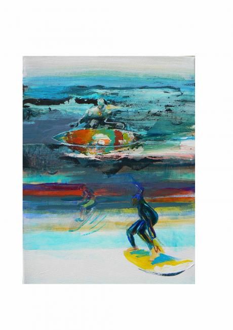 Painting titled "Surfing 3." by Adam Procházka, Original Artwork