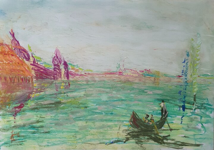 Dessin intitulée "Vert d'eau" par Adam Spinosa, Œuvre d'art originale, Pastel