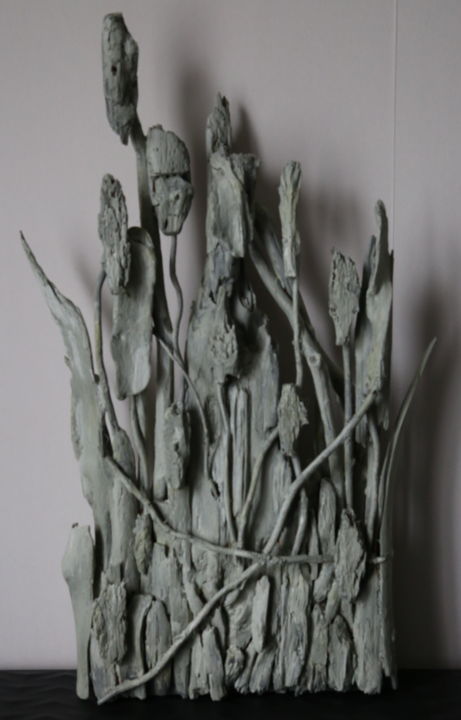 Sculpture titled "Fossilisation" by Tensaye, Original Artwork, Wood