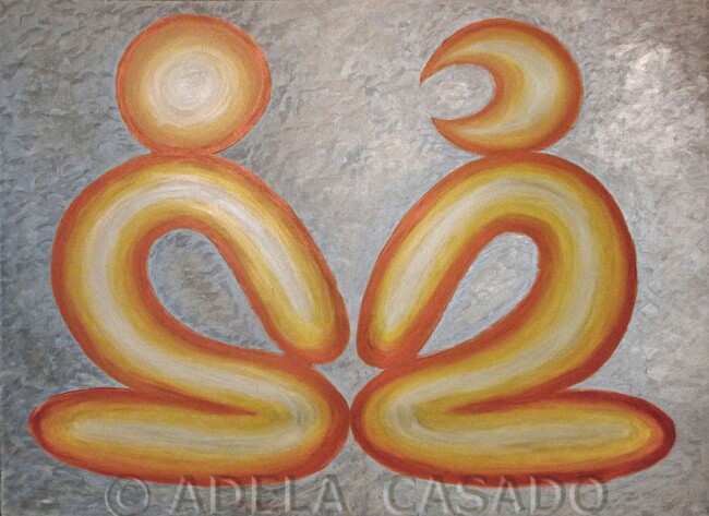 Painting titled "PAZ / PEACE" by Adela Casado Cano, Original Artwork, Acrylic