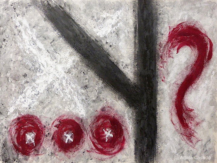 Painting titled "XY?" by Adela Casado Cano, Original Artwork, Acrylic Mounted on Wood Stretcher frame
