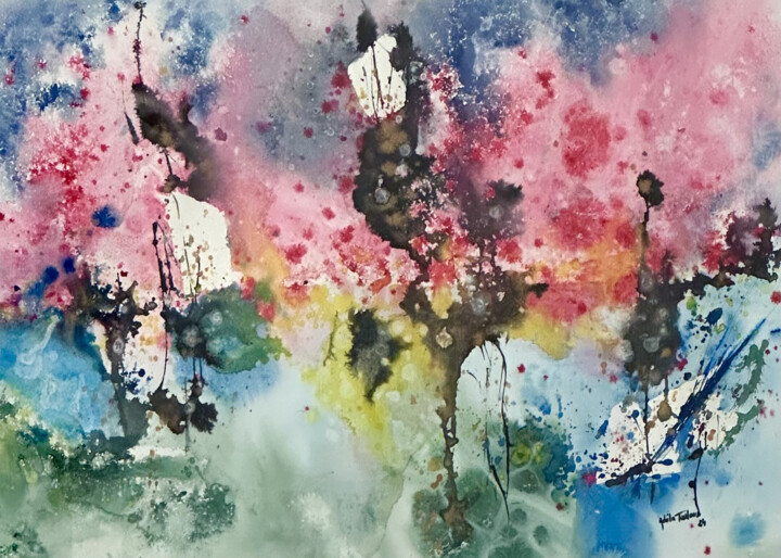 Painting titled "Amour" by Adela Toulouse, Original Artwork, Watercolor