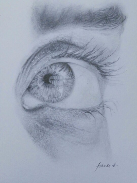 Zeichnungen mit dem Titel "An eye" von Adela V, Original-Kunstwerk, Bleistift