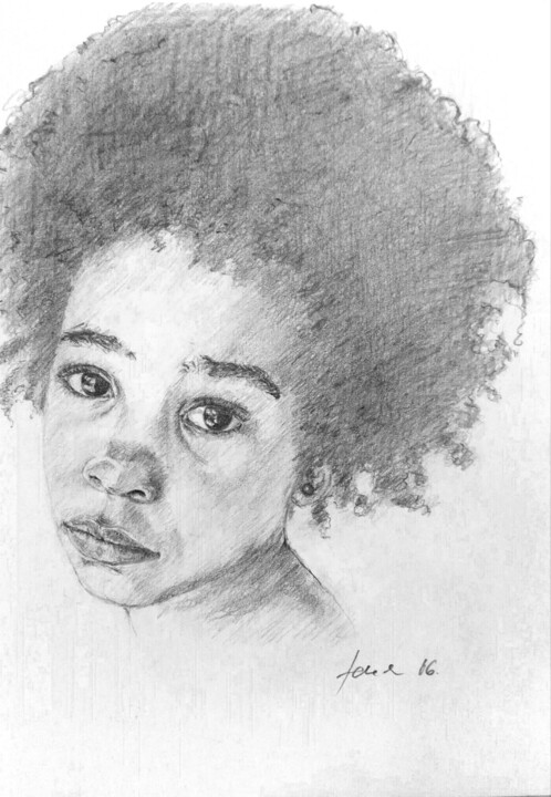 Zeichnungen mit dem Titel "Portrait of a child" von Adela V, Original-Kunstwerk, Bleistift