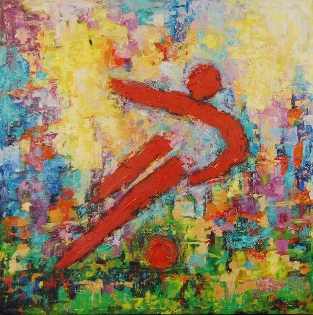 Pittura intitolato "Sport Symbol - Foot…" da Adel Al-Abbasi, Opera d'arte originale, Olio