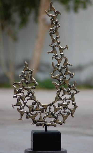 Sculpture titled "The Ascent of Water" by Adel Al-Abbasi, Original Artwork, Metals