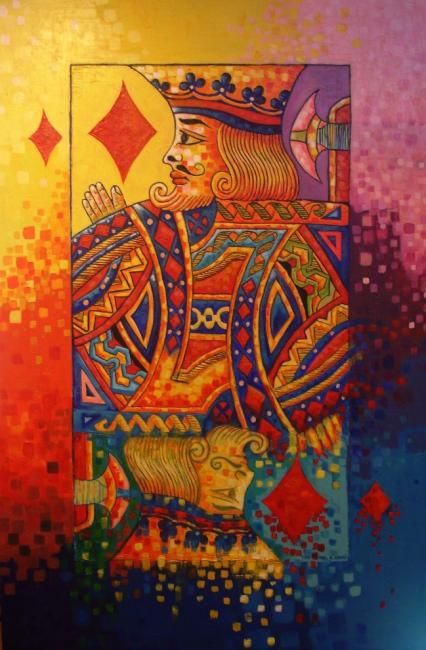 Painting titled "Playing Card" by Adel Al-Abbasi, Original Artwork, Oil