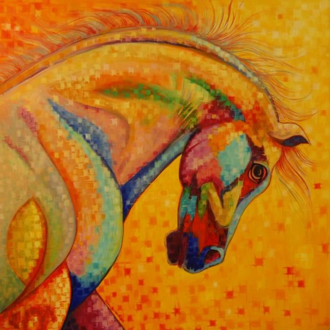Malerei mit dem Titel "Arabian Horse (Char…" von Adel Al-Abbasi, Original-Kunstwerk, Öl