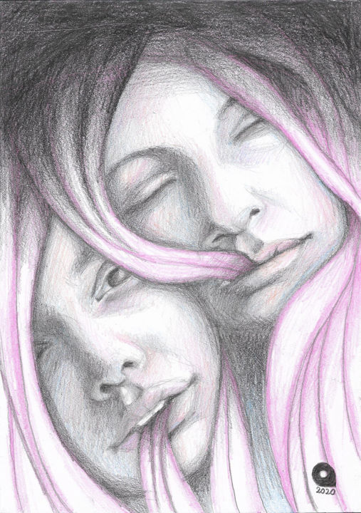 Dessin intitulée "SISTERS - GRAPHITE…" par Adelacreative, Œuvre d'art originale, Graphite