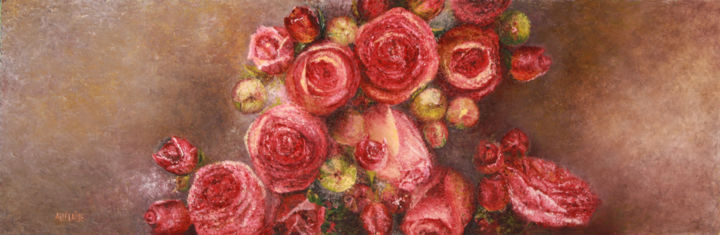 Peinture intitulée "Les fleurs" par Adélaïde, Œuvre d'art originale, Huile
